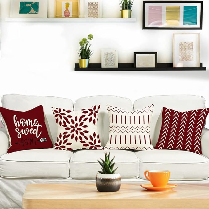 YCOLL Christmas Pillow Covers 16x16 Set of 4, Modern Sofa Throw Pillow Cover - Image 2