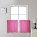 Chyhomenyc Sheer Hot Pink Tier Curtains 24 Inch Length Set, Small Window by Chyhomenyc
