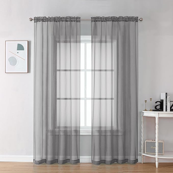 OVZME Grey Sheer Curtains by OVZME
