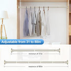 CorkLatta Brushed Nickel Shower Curtain Rod 31 to 80 Inch, 1 Inch Diameter - Image 4