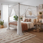 WAZZIO Boho Lace Curtains 63 Inches 2 Panel, Light Filtering Privacy Tassel & - Image 7
