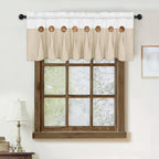 FRAMICS Farmhouse Valance Curtains, Boho Cotton Linen Kitchen Valance, Rustic - Image 3