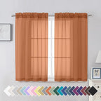 Aiyufeng Orange Sheer Curtains 45 inches Long, Short Kitchen Window Treatment by Aiyufeng