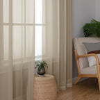 Simplebrand Taupe Sheer Curtains 96 Inches Long, Light Filtering Light Brown - Image 5