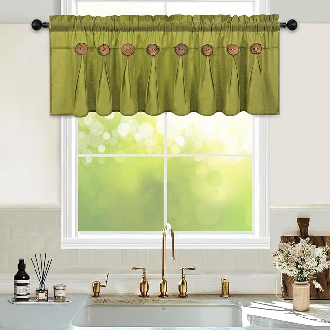 FRAMICS Farmhouse Valance Curtains, Boho Cotton Linen Kitchen Valance, Fresh - Image 3