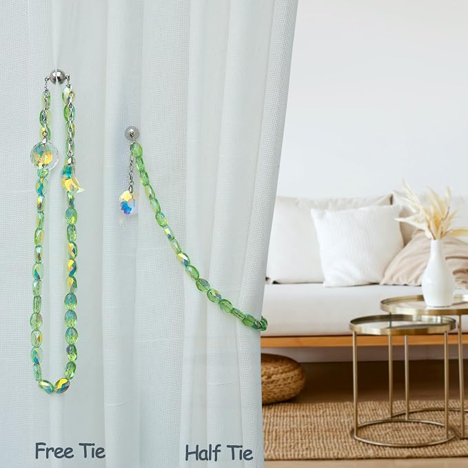 PEDOBO Magnetic Curtain Tiebacks, 2 Pack Crystal Beaded Sun & Moon Pendants - Image 5