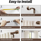 GEEBOBO Bronze Curtain Rods for Windows 72 to 144 Inch, 1 Inch Long Adjustable - Image 7