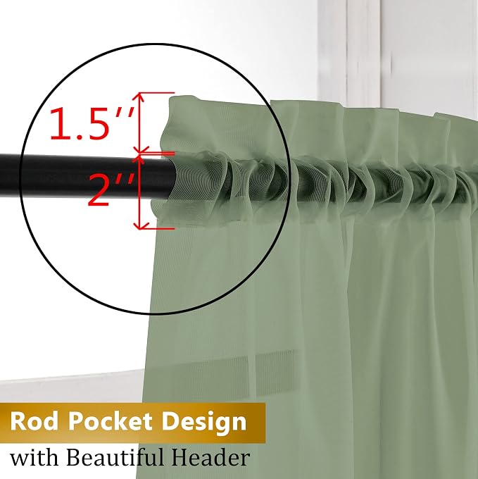 Aiyufneg Small Sheer Tier Curtains Half Kitchen Curtain Sheers Light Filtering - Image 6