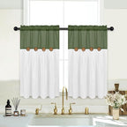 FRAMICS Farmhosue Kitchen Curtains 36 Inch Length, Rustic Cotton Linen Tier by FRAMICS