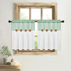 FRAMICS Boho Kitchen Curtains 24 Inch Length, Farmhouse Cotton Linen Tier - Image 8