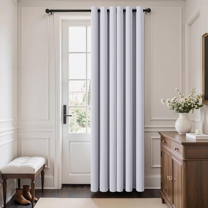 MIULEE Blackout Door Curtain Set of 2, 34 x 80 Inch Greyish White Thermal - Image 3