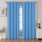 CUCRAF Light Blue Blackout Curtains 84 inch Length 2 Panels Set, Rod Pocket by CUCRAF