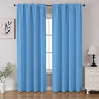 CUCRAF Light Blue Blackout Curtains 90 inch Length 2 Panels Set, Rod Pocket by CUCRAF