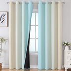 Estelar Textiler Beige and Aqua Blackout Curtains - Image 2