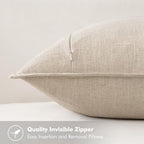 MIULEE Decorative Linen Euro Sham Pillow Covers 24x24 Natural Beige Boho - Image 3