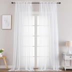 Chyhomenyc Extra Long White Sheer Curtains 120 Inches Long 2 Panels, Light by Chyhomenyc