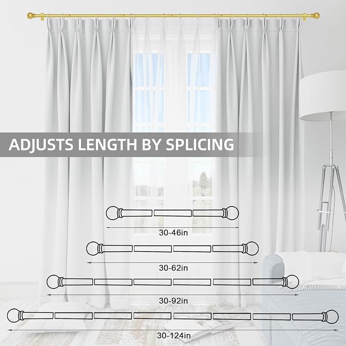 Thestoa Gold Curtain Rods for Windows 30-62 Inch, 5/8" Stainless Steel Small - Image 5