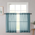 Cafe Curtains 36 Inch Length Tier 2 Pieces, Modern Soft Airy Sheer Kitchen by WelvetBLK