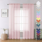 Lecloud Blush Pink Sheer Curtains 84 Inches Long 2 Panels Set, Light Filtering by Lecloud