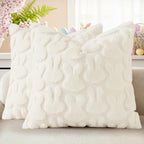 decorUhome Easter Bunny Pillow Covers 16x16 Inch Set of 2, Soft Plush Faux Wool by decorUhome