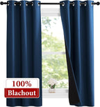 NICETOWN Moroccan Blue Full Shade Curtain Panels, Pair of Thermal Insulated & - Image 2