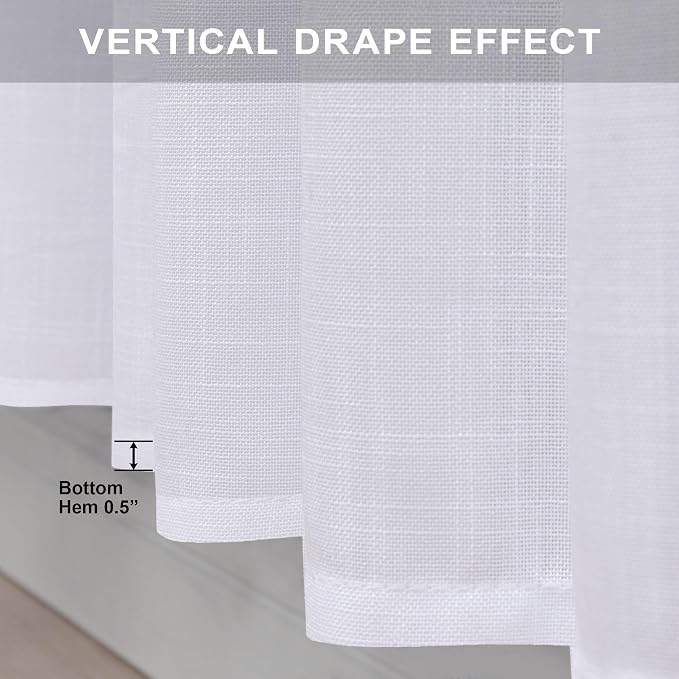 White Linen Curtains 38 Inch Wide - Image 6