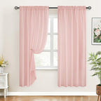 HOMEIDEAS Non-See-Through Blush Pink Privacy Sheer Curtains, 52 X 63 Inches - Image 2