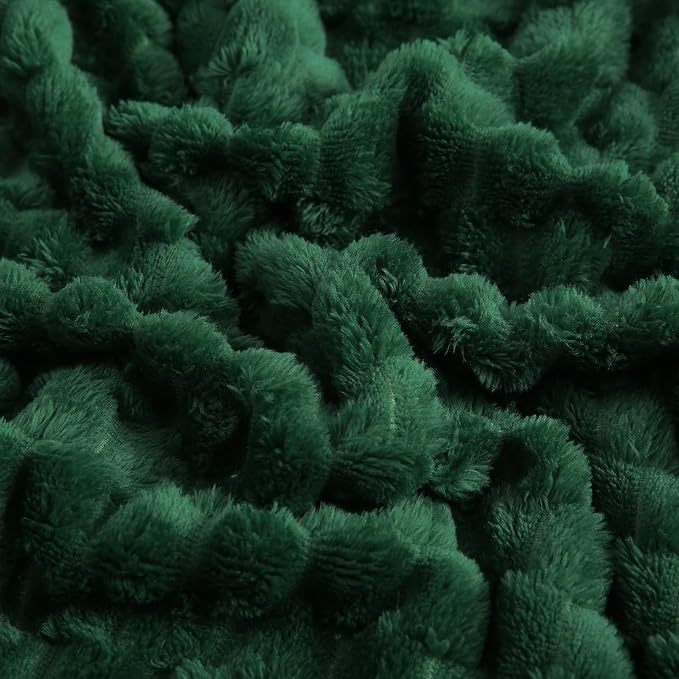 Puncuntex Dark Green Throw Blanket 108"×90" inches Fuzzy 3D Jacquard Decorative - Image 5