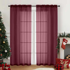Burgundy Sheer Curtains for Window 72 inches Long 2 Panels, Soft Airy Light by Home
