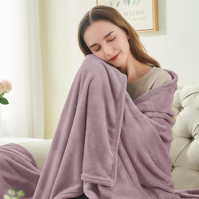 BEDELITE Fleece Blanket Dusky Violet Throw Blankets - Image 2