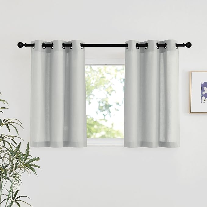 NICETOWN Gray Linen Kitchen Window Curtains Over Sink, Grommet Thick Linen Gray by NICETOWN