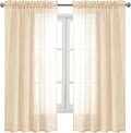 DWCN Beige Sheer Curtains Semi Transparent Voile Rod Pocket Curtains by DWCN
