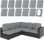 hyha 12Pcs Patio Cushion Covers, Stretch Outdoor Couch Cushion Covers by hyha