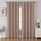 CUCRAF Khaki Blackout Curtains 96 inch Length 2 Panels Set, Rod Pocket Room by CUCRAF