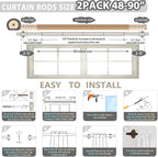 TVWOO Bronze Wrap Around Curtain Rods 2 Pack:Small Blackout Adjustable Window - Image 4