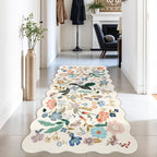 Washable 3x6 Hallway Runner Rug: Floral Scalloped Soft Runners - Image 3