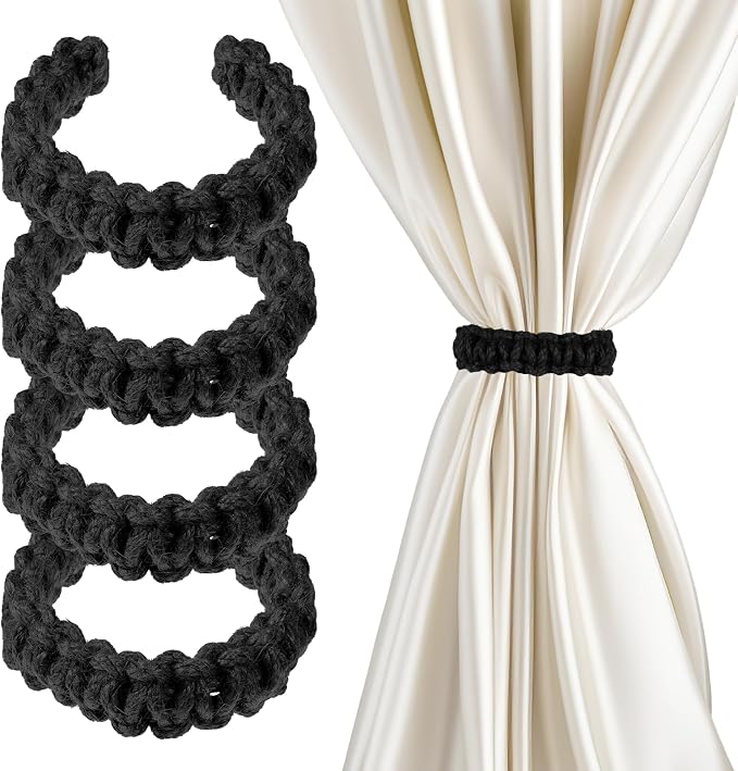 Ptwola 4 Pack Braided Curtain Tiebacks Boho Elegant Rustic Curtain Holdbacks by Unknown