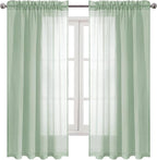 DWCN Bean Green Sheer Curtains Semi Transparent Voile Rod Pocket Curtains - Image 9