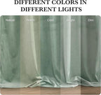 RYB HOME Mint Green Velvet Curtains 96 inches Long, Room Darkening, Floor-Length - Image 7