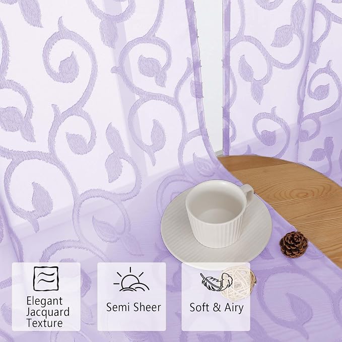OWENIE Furman Sheer Curtains 45 inch Length - Image 4