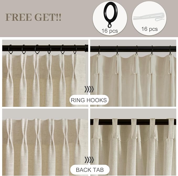 IVAPUPU Pinch Pleated Curtains 90 Inch Length 2 Panels - Image 3