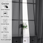 Gwine Black Sheer Kitchen Curtains 36 Inch Length, Light Filtering Voile Soft - Image 2