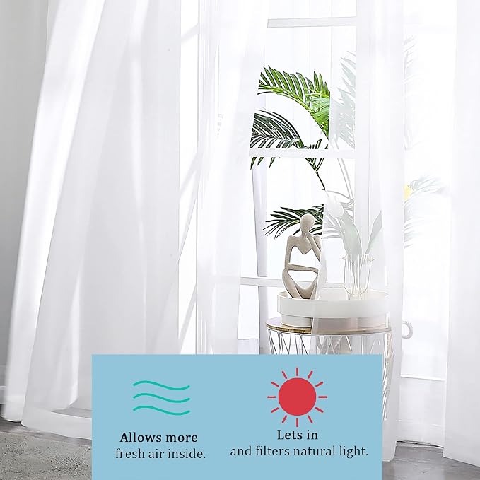 OWENIE Sheer White Curtains 144 inch Extra Long, Elegant and Airy Drapes - Image 7