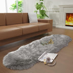 Faux Fur Rug for Bedroom, 2x6ft Grey Plush Area Shag Rugs Floor Carpets for - Image 2