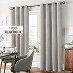 Yakamok Oatmeal Linen Curtains 100% Blackout 96 Inches Long, Room Darkening - Image 7