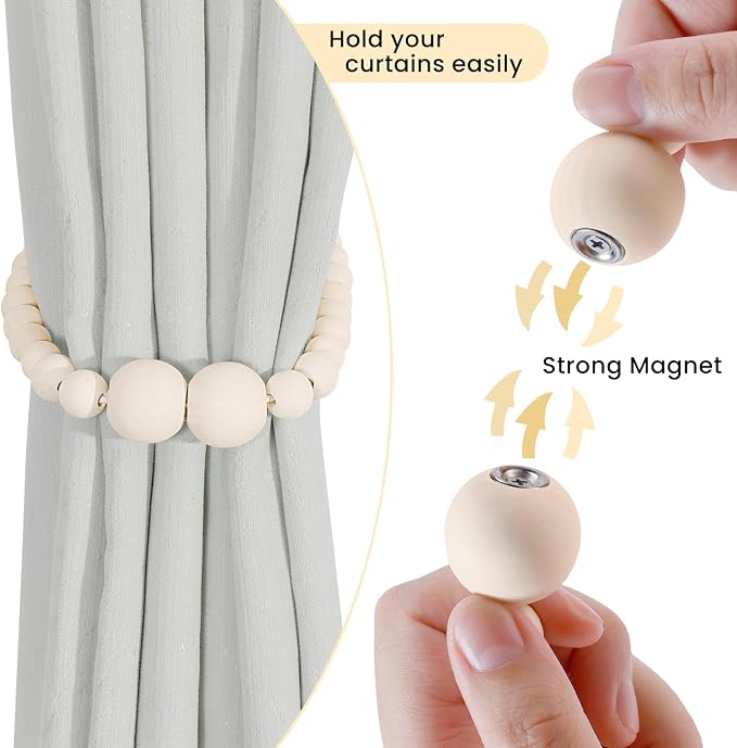 KLOGTSIND Magnetic Curtain Tiebacks, 4 Pack Curtain Holdbacks - Image 2