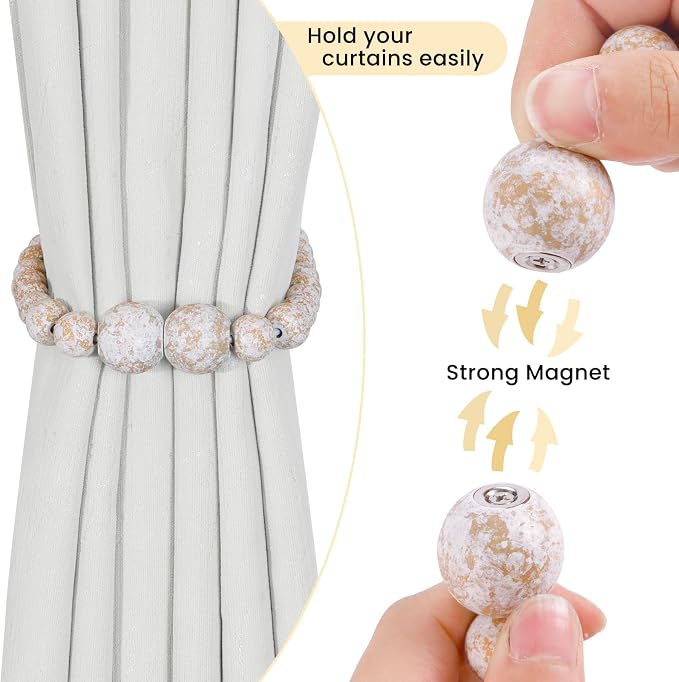 Magnetic Curtain Tiebacks, 2 Pack Curtain Holdbacks - Image 2