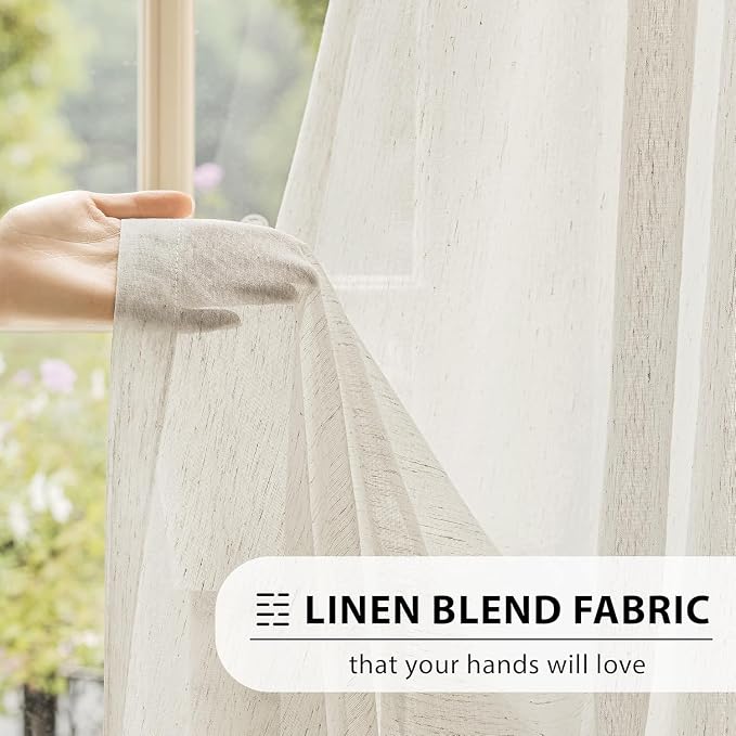 FMFUNCTEX Linen Sheer Pinch Pleated Curtains - Image 5