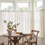jinchan Belrose Linen Floral Cafe Curtains 45 Inch Length Embroidered Farmhouse - Image 3