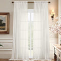 Aiyufeng Sheer Ivory Curtains 120 Inches Long, Extra Long Rod Pocket Solid by Aiyufeng